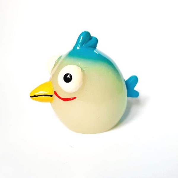 Tượng poly dạ quang trang trí - Angry Bird màu xanh